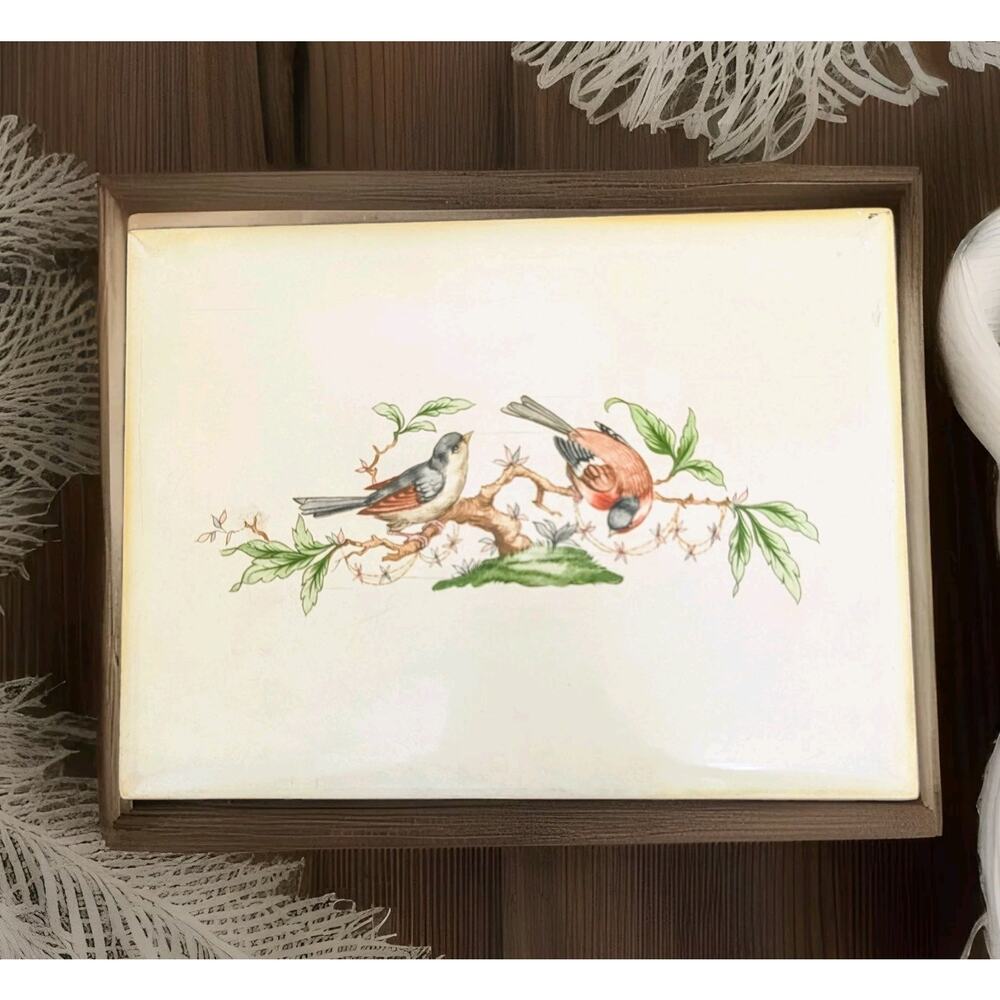 Florentia Keepsake Box Hand Made In Italy Wood Trinket Box Vintage Birds